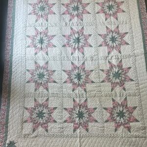 Vintage Arch Pink and Green Star Quilt